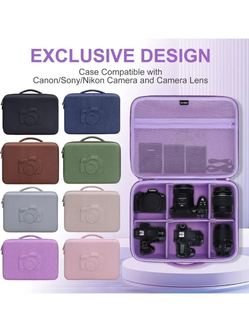 Spacious Black Camera Bag for DSLR & Mirrorless Cameras with Multiple Lens